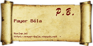 Payer Béla névjegykártya